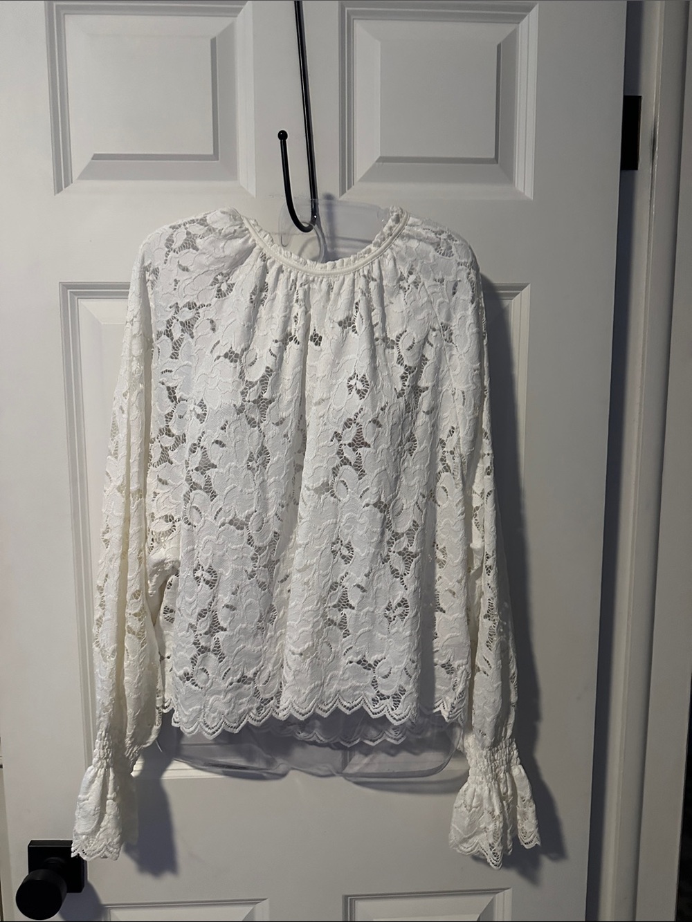 Free People Ivory Floral Lace Long-Sleeve Blouse